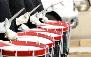drums in a parade line